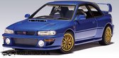 Subaru Impreza WRX Sti (Blauw) (25cm) + Showcase 1/18 AutoArt - Model auto - Schaalmodel - Modelauto - Miniatuur autos