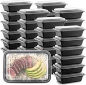 Buxibo 50 Meal Prep Boxes - Lunchbox - Boîtes de congélation - Boîtes de conservation - Boîtes en plastique avec couvercle - Boîtes pour micro-ondes avec couvercle - Prep de repas - Boîte pour aliments frais - Contenu de 0,7 litre - Sans BPA