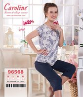 Caroline 2 Delige Capri Pyjama Set met Paisley Kleur Donker Blauw Home&sleep Wear Maat L