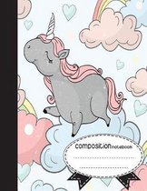 Composition Notebook, 8.5 x 11, 110 pages: Cute Unicorn