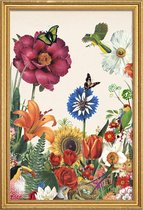 JUNIQE - Poster met houten lijst Garden Spring Flowers -13x18