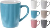 Siaki, Vrolijk reliëf gestreepte koffie mok, kop, beker, 370 ml, 6 stuks