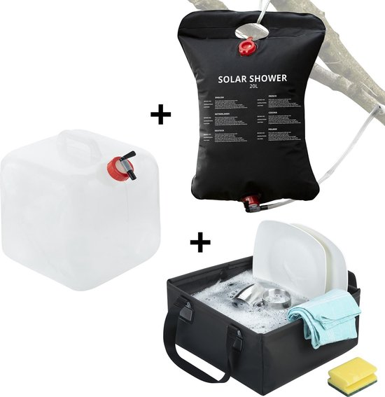 Dutch Mountains Camping Set - Camping Douche Solar 3 in 1 Waterset - 20 ltr  Opvouwbare... | bol