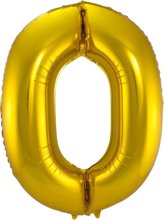 Folat - Folieballon - Cijfer - 0 - Zonder vulling - Goud - 86cm