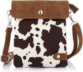 Telefoontasje Schoudertasje Cow Brown - met Rits en Klep