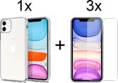 iParadise iPhone 13 hoesje siliconen transparant case - 3x iPhone 13 Screen Protector