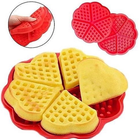 Siliconen Wafelvorm-Hartvorm - 5 Wafels-Cakevorm-bakkerij gereedschappen Cake-Wafelmaker — afbeelding 3