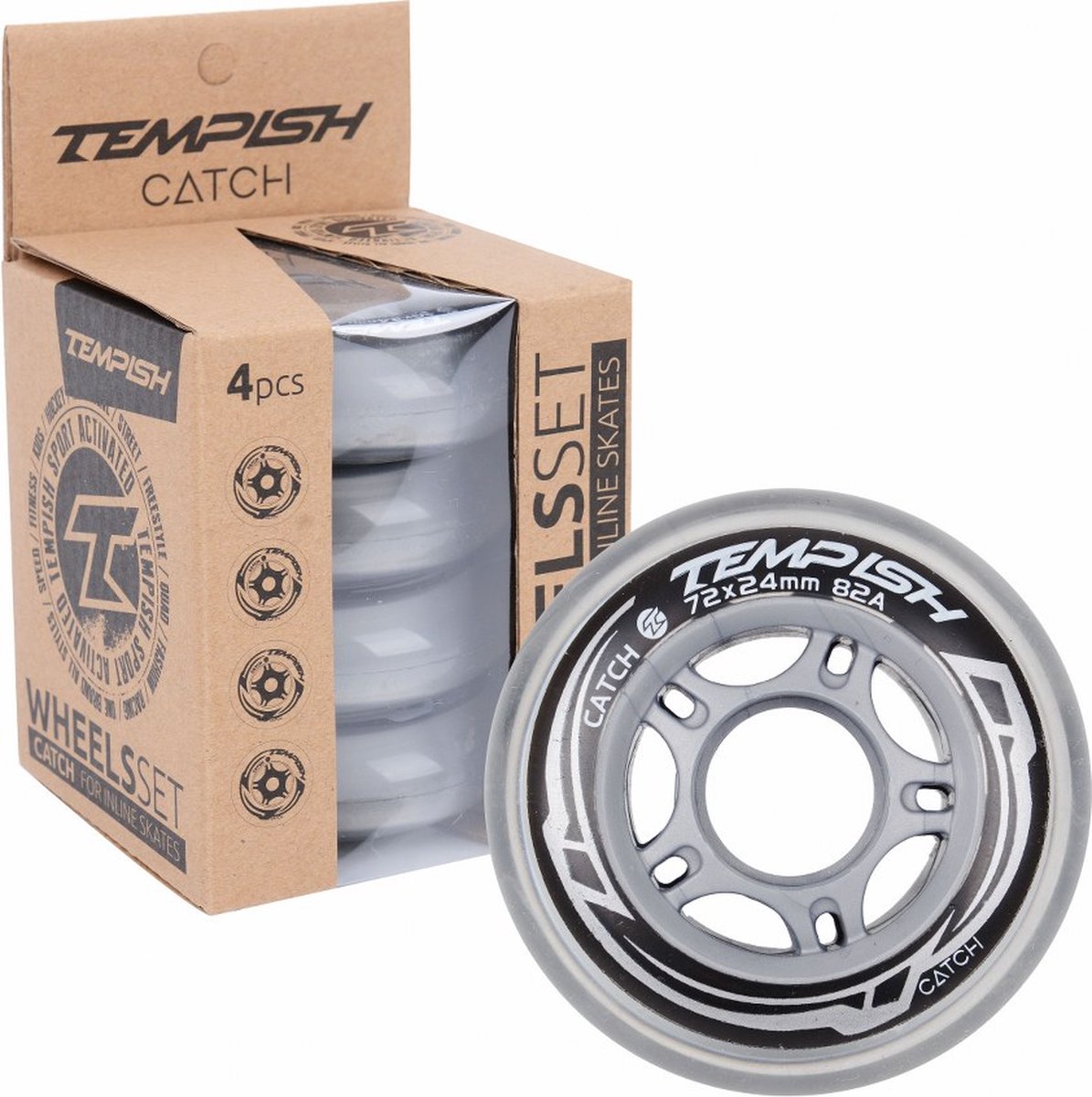 Tempish – Catch 82A Wielen – 72 mm – 4 Stuks – Allround Skeelerwielen Voor Straat & Park Wit