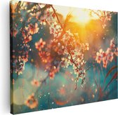 Artaza Canvas Schilderij Bloesemboom Tijdens Zonsondergang - Bloem - 80x60 - Foto Op Canvas - Canvas Print