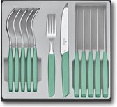 Ensemble de couverts Victorinox Swiss Modern - 12 Pièces - Vert Menthe - 6 Personnes - Avec Couteaux de table