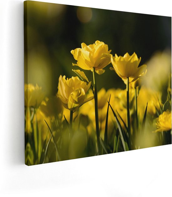 Artaza Canvas Schilderij Gele Tulpen - Bloemen - 100x80 - Groot - Foto Op Canvas - Canvas Print