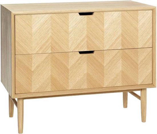 HÜBSCH INTERIOR - Naturel FSC® eiken dressoir met visgraat motief - 80x40xh65cm