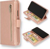 Oppo A94 5G Hoesje Roségoud - Luxe Kunstlederen Portemonnee Book Case met Rits