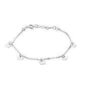 Silventi  9NBSAM-190030 Zilveren Armband - Dames - Bedeltjes - Sterren - 7 mm - Jasseron - 16,5 + 3 cm - 1 mm Dik - Rhodium - Rhodium - Zilver