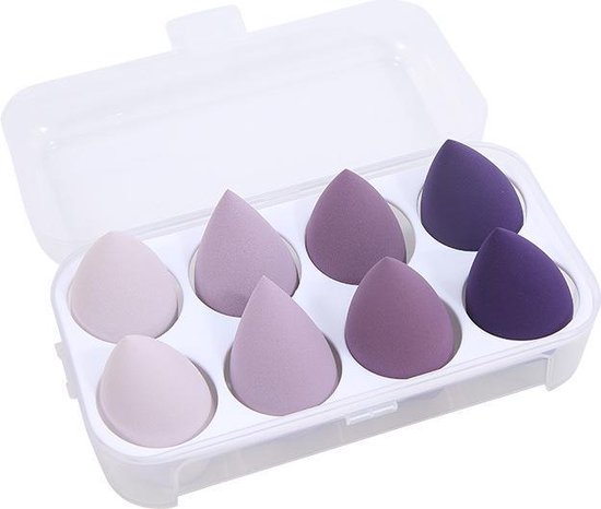 Beauty blender set - 8 beautyblenders - make up spons - beauty - paars - latexvrij - Merkloos