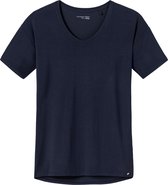 SCHIESSER dames Mix+Relax T-shirt - korte mouw - V-hals - donkerblauw -  Maat: 3XL