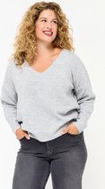 LOLALIZA Gebreide trui met lurex en V-hals - Licht Grijs - Maat M