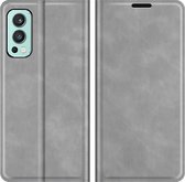 OnePlus Nord 2 Hoesje - Portemonnee Book Case - Kunstleer - Grijs