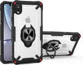 Matte TPU + PC magnetische schokbestendige hoes met ringhouder voor iPhone XR (zwart)