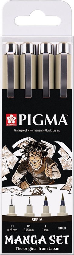 Sakura - manga set pigma micron sepia 4 stuks