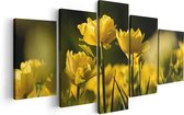 Artaza Canvas Schilderij Vijfluik Gele Tulpen - Bloemen - 100x50 - Foto Op Canvas - Canvas Print
