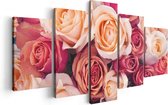 Artaza Canvas Schilderij Vijfluik Roze Rozen Achtergrond - Bloemen - 100x50 - Foto Op Canvas - Canvas Print
