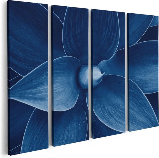 Artaza Canvas Schilderij Vierluik Blauwe Agave Plant - Bloem - 80x60 - Foto Op Canvas - Canvas Print