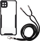 Samsung Galaxy A22 5G Hoesje met Koord Back Cover Keycord Zwart