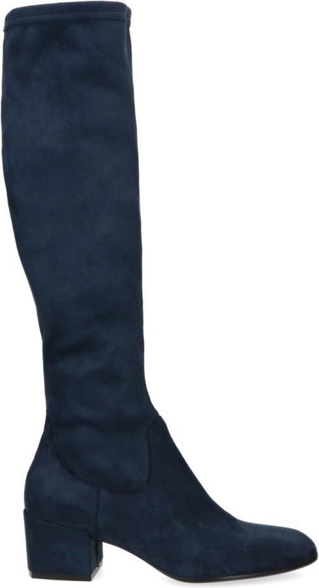 Manfield - Dames - Donkerblauwe hoge stretch laarzen - Maat 39 | bol.com