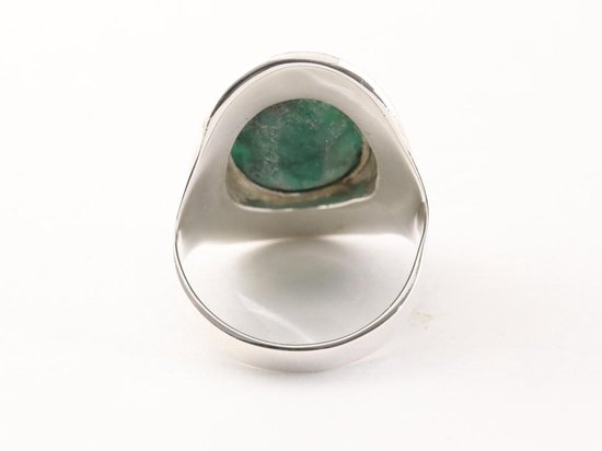 Bague artisanale en argent avec émeraude - taille 17