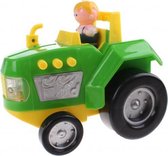 tractor met licht en geluid 15 cm groen/geel
