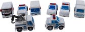 autoset City Police jongens 5 cm wit/blauw 8-delig