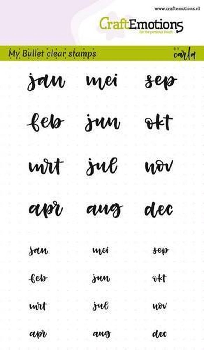 CraftEmotions stempel A6 - Bullet Journal - maanden 5-10 Millimeter (Nederlands)