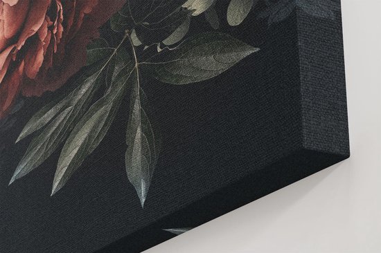 Artaza - Peinture sur toile - Fleurs sur fond Zwart - 80 x 100 - Groot - Photo sur toile - Impression sur toile