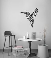 Geometrische vogel kolibrie Wanddecoratie Zwart MDF 430x489mm