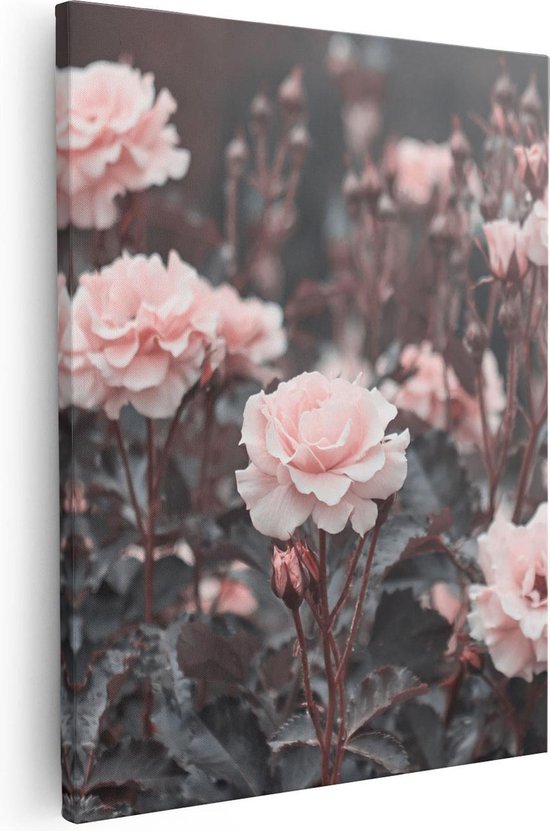 Artaza - Peinture sur toile - Fleurs de roses roses - 40x50 - Photo sur toile - Impression sur toile