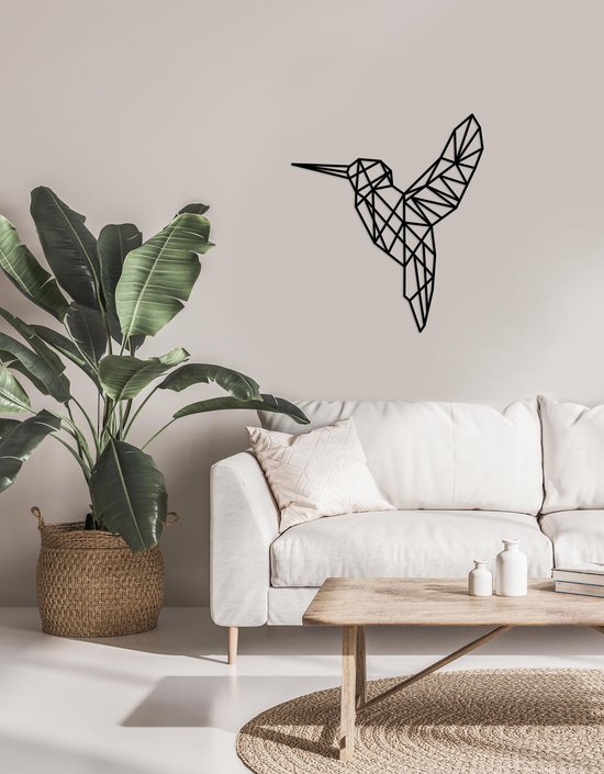 Oiseau géométrique Décoration murale MDF Zwart 644x746mm
