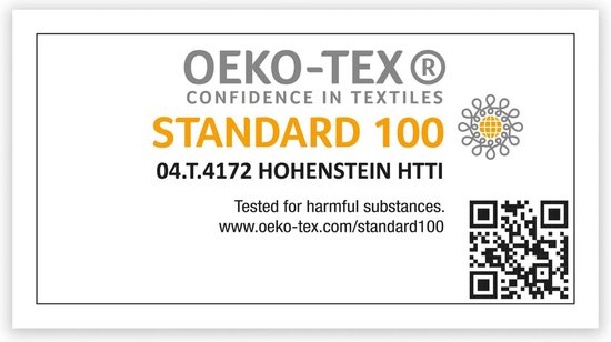 Oeko-Tex Standard 100 keurmerk met QR-code.