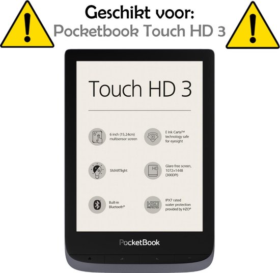 Hoesje Geschikt voor Pocketbook Touch HD 3 Hoes Bescherm Hoesje Case Sleep Cover - Hoes Geschikt voor Pocketbook Touch HD 3 Hoesje - Zwart van Hoesje  — afbeelding 2