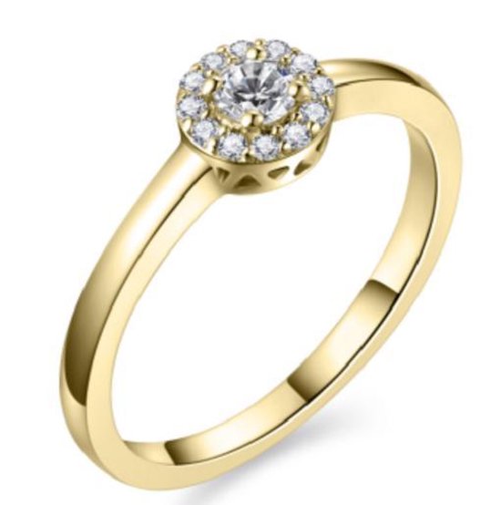 Schitterende 14K Gouden Ring met Diamanten - Goud - Diamant - Briljant - Vrouwen - Aanschuifring - Trouwring - Verlovingsring - Vriendschapsring - Rond - Jonline