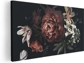 Artaza Canvas Schilderij Bloemen Op Een Zwart Achtergrond - 100x50 - Groot - Foto Op Canvas - Canvas Print