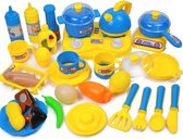 Buxibo Keuken Speelgoed Fruit en Groenten - 50 stuks - Met Snijplank en Bestek - Speelgoed Eten en Drinken - Rollenspel - Kinderen