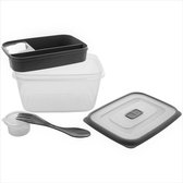 Broodtrommel set 5-delig – brooddoos lunchbox kinderen – Saladebox 2-laags – 4 compartimenten boterhamdoos kinderen / volwassenen