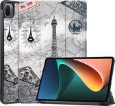Case2go - Hoes geschikt voor Xiaomi Pad 5 / 5 Pro - 11 inch Book Case - Auto Sleep/Wake Up functie - Eiffeltoren