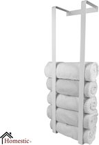 Homestic© Handdoekrek zonder Boren - Antioch Stalen Handdoekhouder voor in de Badkamer/Keuken/Camper/Tuin - 70x20x13 - Wit
