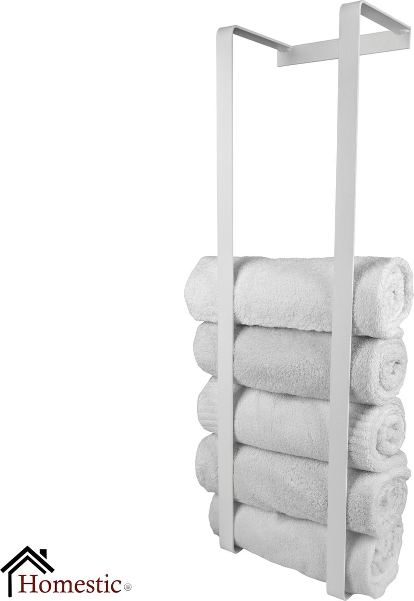 Homestic© Handdoekrek zonder Boren - Antioch Stalen Handdoekhouder voor in de Badkamer/Keuken/Camper/Tuin - 70x20x13 - Wit