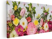Artaza Canvas Schilderij Bloemen Op Een Witte Houten Achtergrond - 60x30 - Foto Op Canvas - Canvas Print