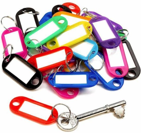 Foto: Fsw products sleutellabels 10 stuks keychain verschillende kleuren sleutelhangers sleutel onderscheider naam labels sleutels organiseren sleutelhouder sleutel labels bagagelabels reislabel keycord