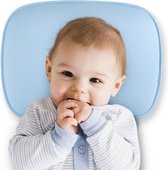 Blauw ergonomisch baby kussen van Baby-Slofje tegen plat hoofdje, afplatkussen