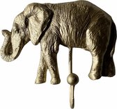 Luxe wandhaak olifant - goud - kapstok - dier - 13 x 11 cm